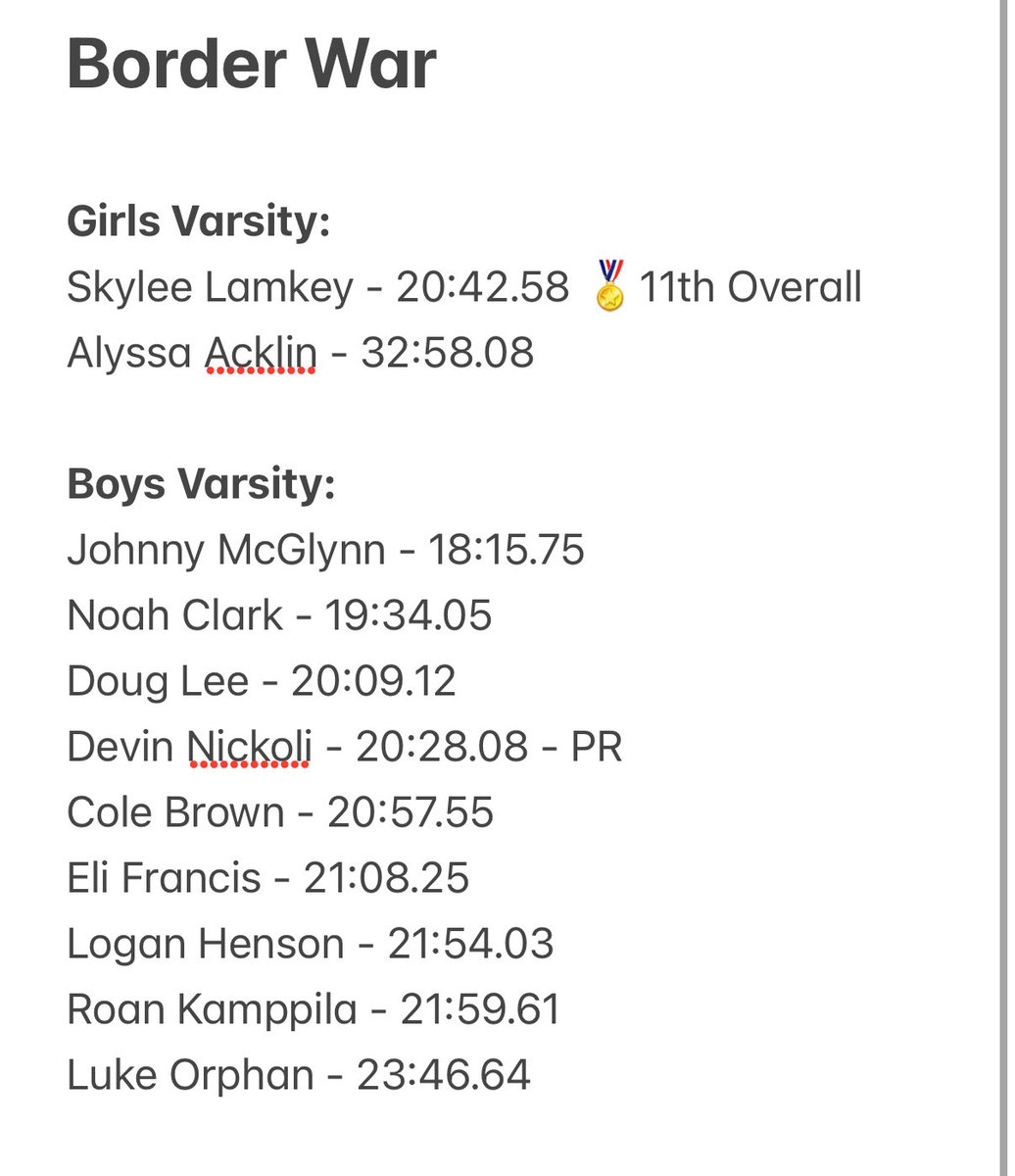 MarshfieldXC's tweet photo. Our first trip to the MO/IL Border War was a fun one! The weather was perfect for a race. Skylee Lamkey had a great race and came out in 11th place. Johnathan McGlynn also had a solid performance. 
#MIM @MarshfieldActi1 @MfieldMail @OzarkMntConf https://t.co/fqDTijyANZ