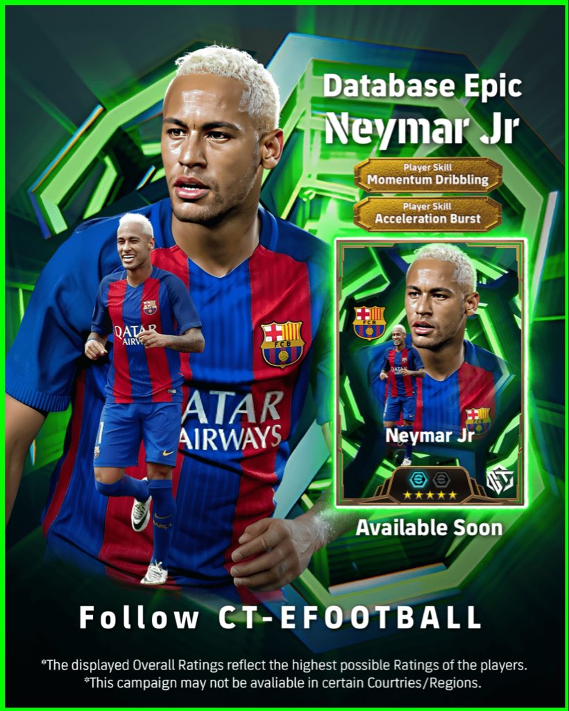 omegafcofficial's tweet image. Neymar 2016 is officially in database. Available soon🔥

#efootball2026 #efootball26 #efootballmobile2026 #efootballmobile26 #efootball