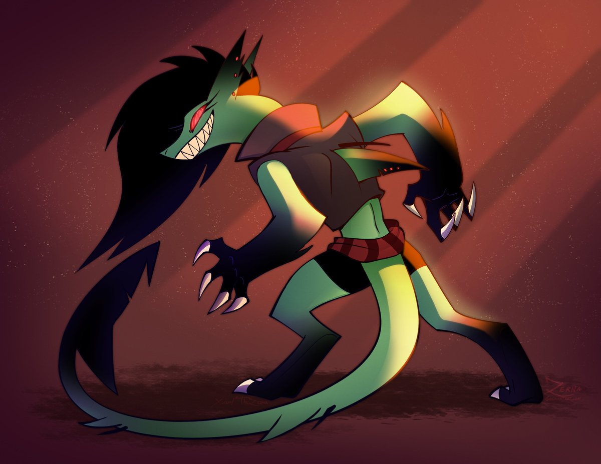 In direct opposition to all the Pretty female characters/OC that Hellaverse has, I give you Sadi; a monster of a hunched-over shark thing who will eat fish and flesh 100% raw, who spills blood as a joyous hobby, and who could REALLY use baths a lot more often. #HelluvaBoss