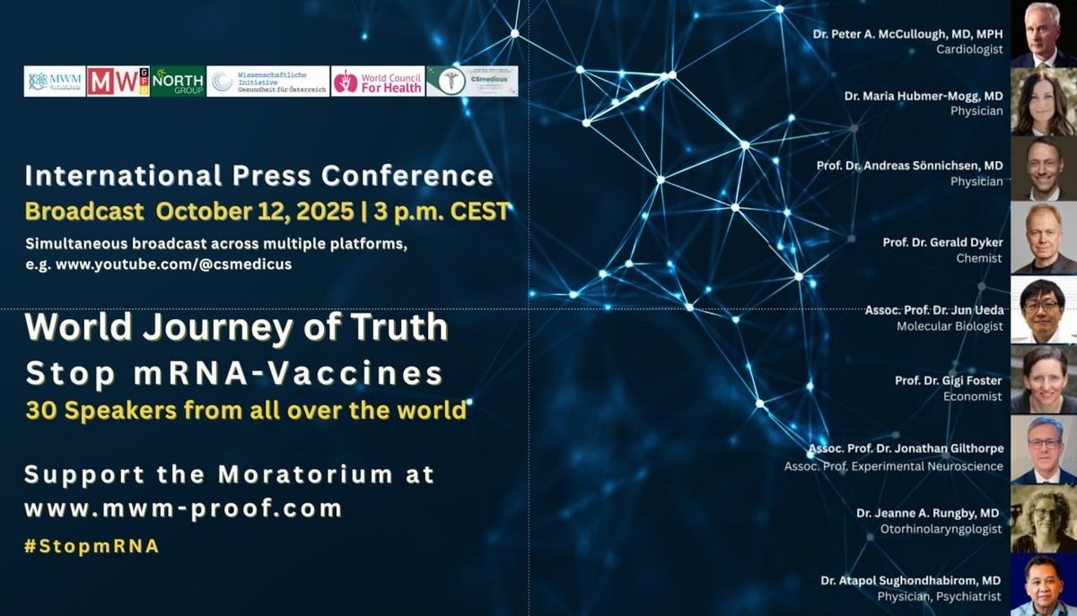This is historic! Thirty dear friends and top experts from around the world will all deliver short short profound messages calling for an end to the Covid-19  mRNA “vaccines”. Tomorrow Sunday October 12th a3PM Germany, 9 AM Toronto, 2PM UK. Links: odysee.com/@Klardenkentv:…
