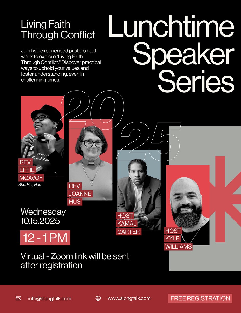 Join us this Thursday for lunch!

Revs. McAvoy and Hus offer tools to hold conviction and connection, rooted in antiracism and theology.  

Register Here → alt-universe.co/c/events/lunch…