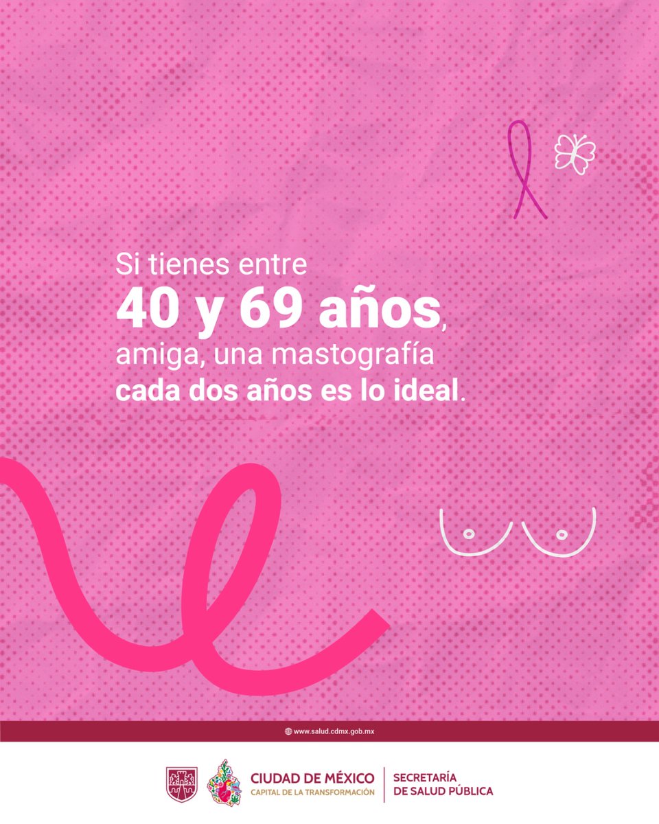 SSaludCdMx's tweet image. Este octubre rosa, hazte una mastografía
Dale RT para que más mujeres se cuiden.
#Cáncerdemama #prevenciondelcancerdemama #octubrerosa