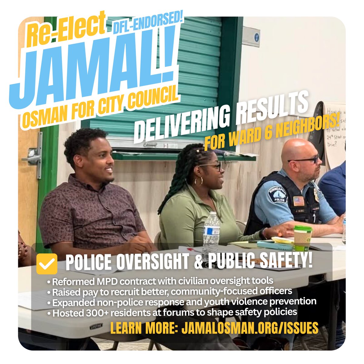 JamalOsmanMN's tweet image. We’re Delivering Results on Public Safety!

Jamal’s Ward 6 Neighbors deserve safety built on trust - where accountability is real, every call gets the right response and our communities help shape the solutions.

ℹ️ Learn more about Jamal’s record: jamalosman.org/issues