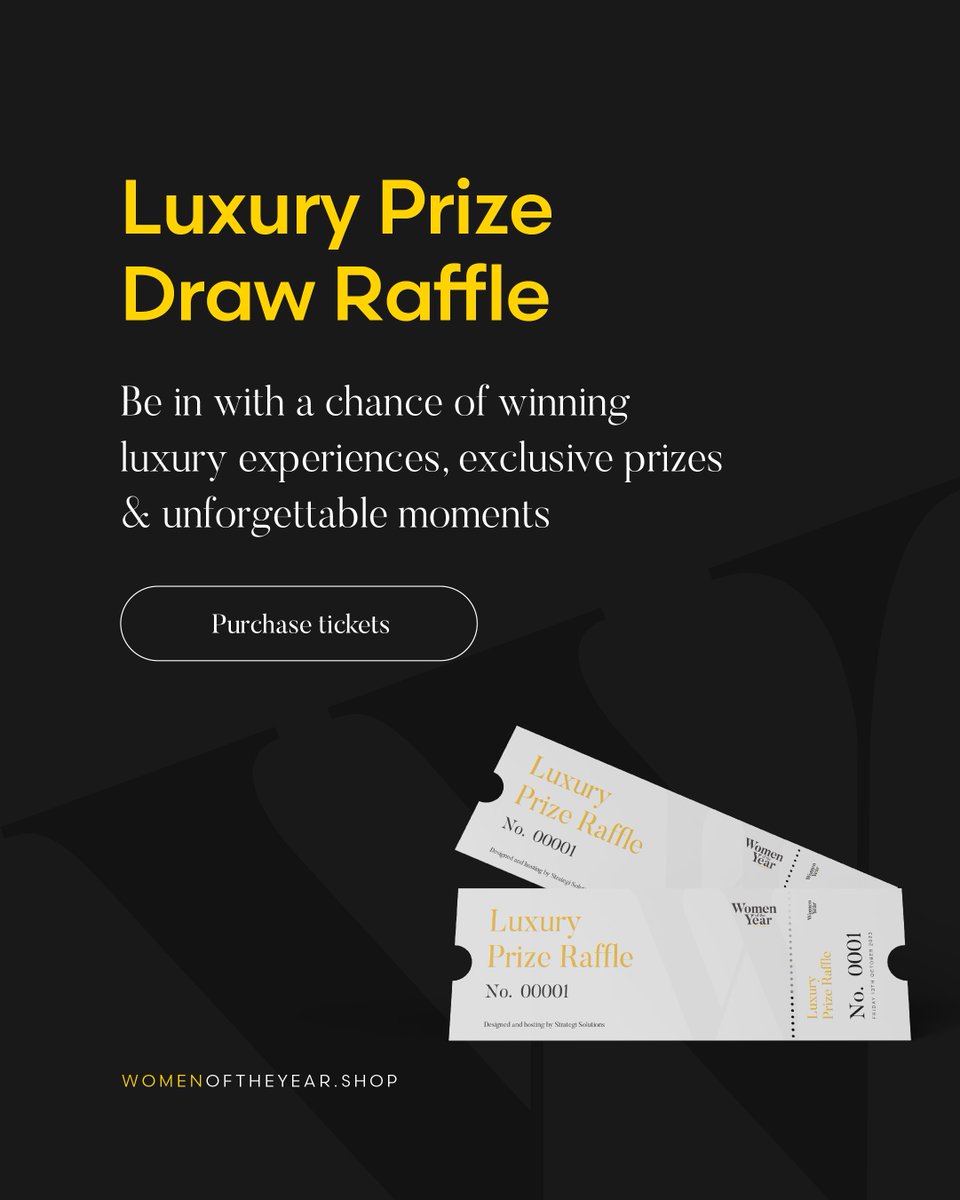 🎟️ It’s your final call! Tickets for our Luxury Raffle are running out fast! 

With a chance to win some incredible prizes, it's not to be missed! 👉 womenoftheyear.shop

✨ Many thanks to our sponsors!
🏆 @aldermorebank
💛 @Freeths @Pertempsjobs @Stratsols @lshautouk