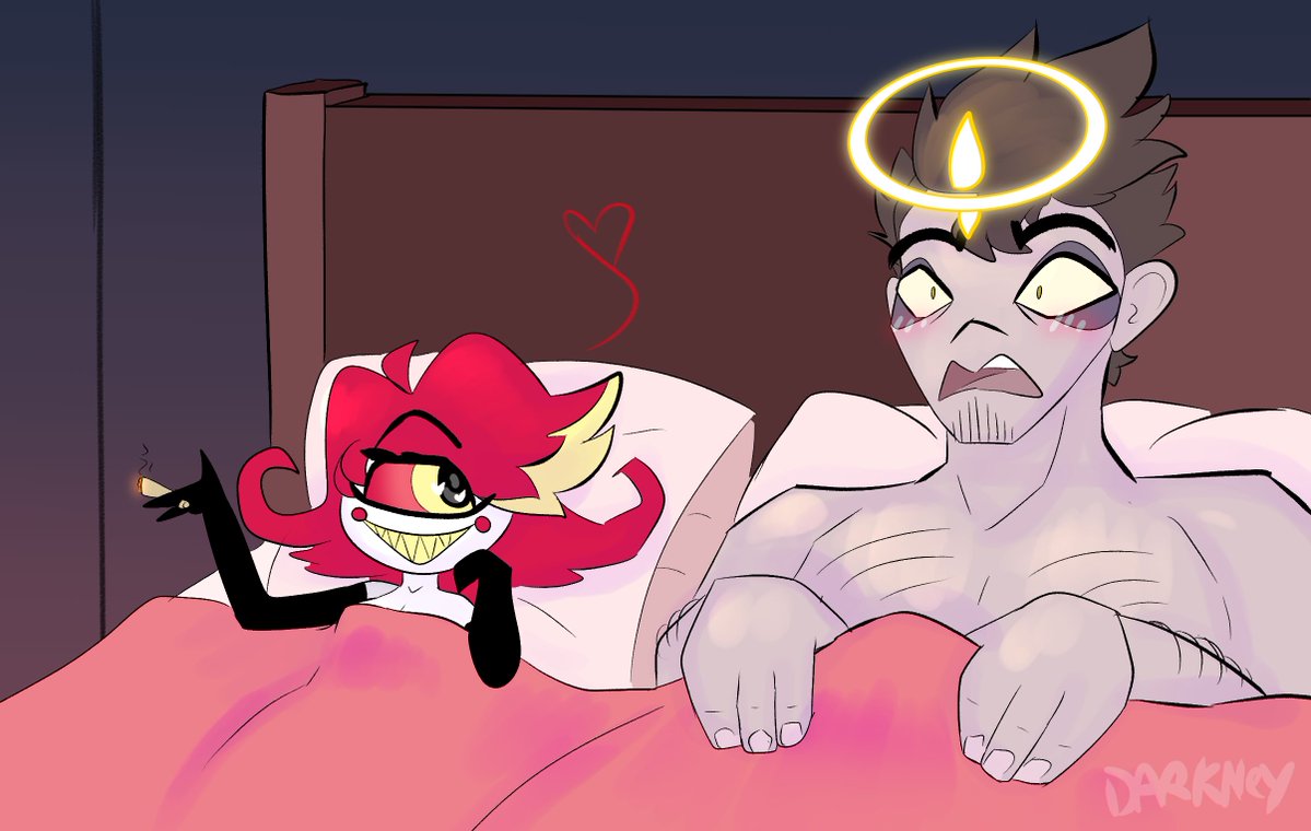 DarkneyF's tweet image. Niffty x Adam
(my friends forced me to draw it lmao)

#HazbinHotel #AdamHazbinhotel #adam #Niffty #shitpost #meme