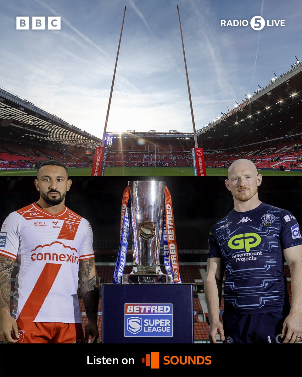 5liveSport's tweet image. Two familiar foes contest the showpiece event of the @SuperLeague season 🏉🏆

Hull KR are looking to complete the treble whilst Wigan Warriors are looking for a treble of their own, a third successive title 👀

It's promises to be a blockbuster #GrandFinal on @BBCSounds 📻
