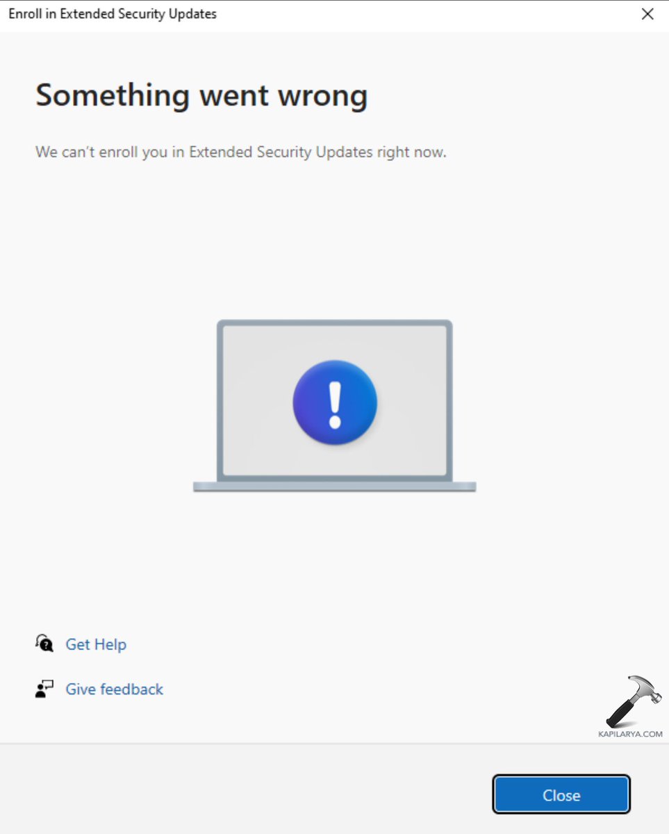 KapilAryaMVP's tweet image. We can’t enroll you in Extended Security Updates right now #Windows10 #ESU  kapilarya.com/we-cant-enroll…