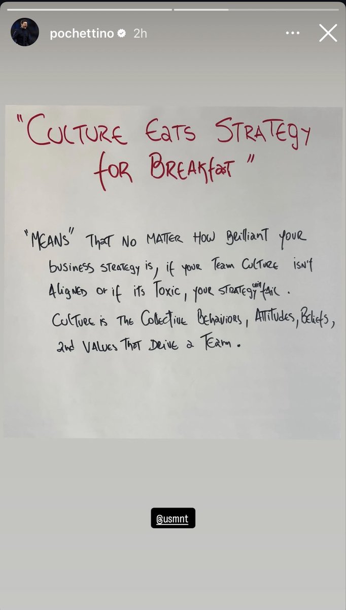 The dichotomy here.

For years #USMNT players talked about the “brotherhood.” It was written about regularly in the media.

Pochettino comes in and pretty quickly highlights that same culture as extremely detrimental to the team.