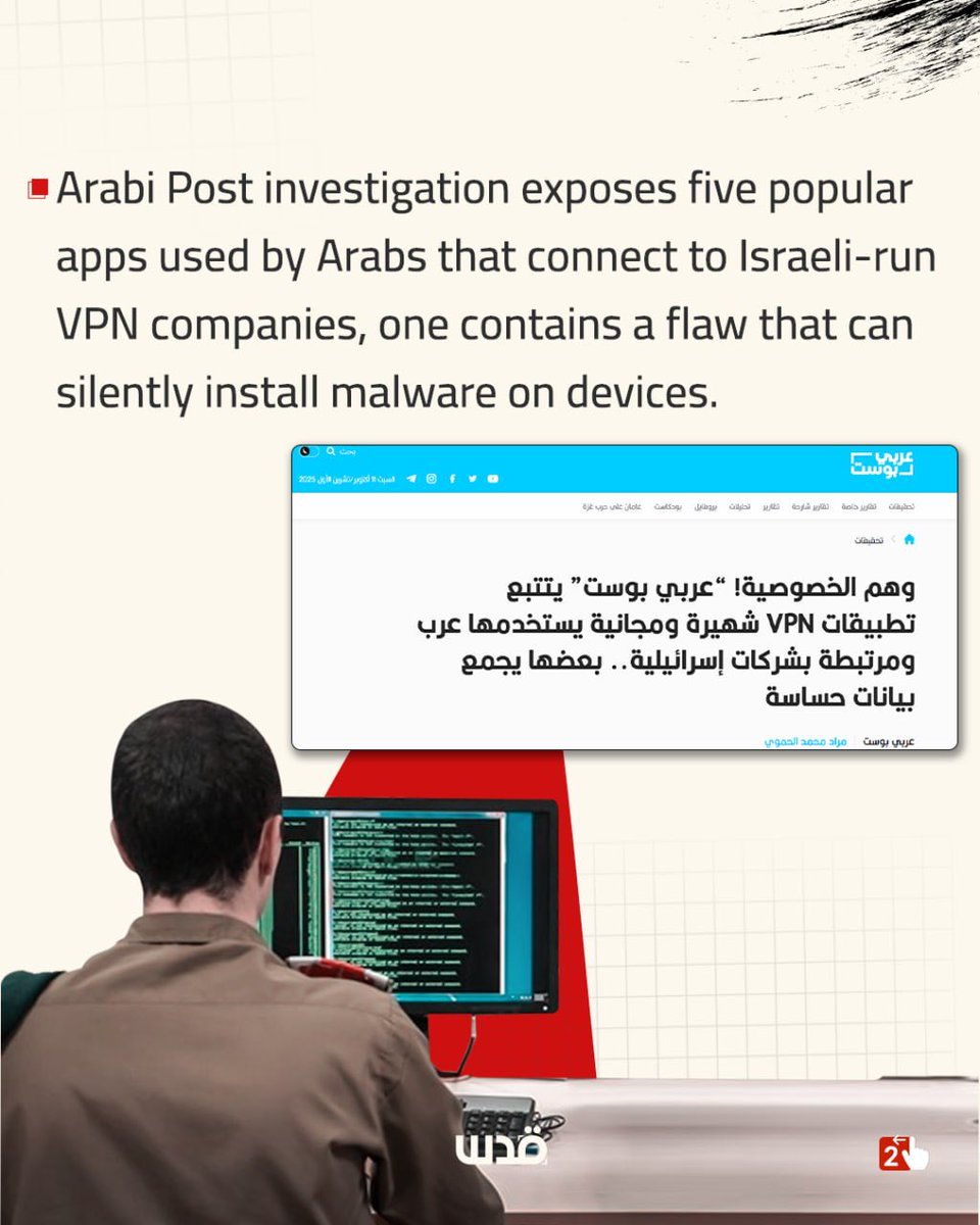 QudsNen's tweet image. Israeli companies acquire five of the most prominent VPN applications widely used by Arabs.
