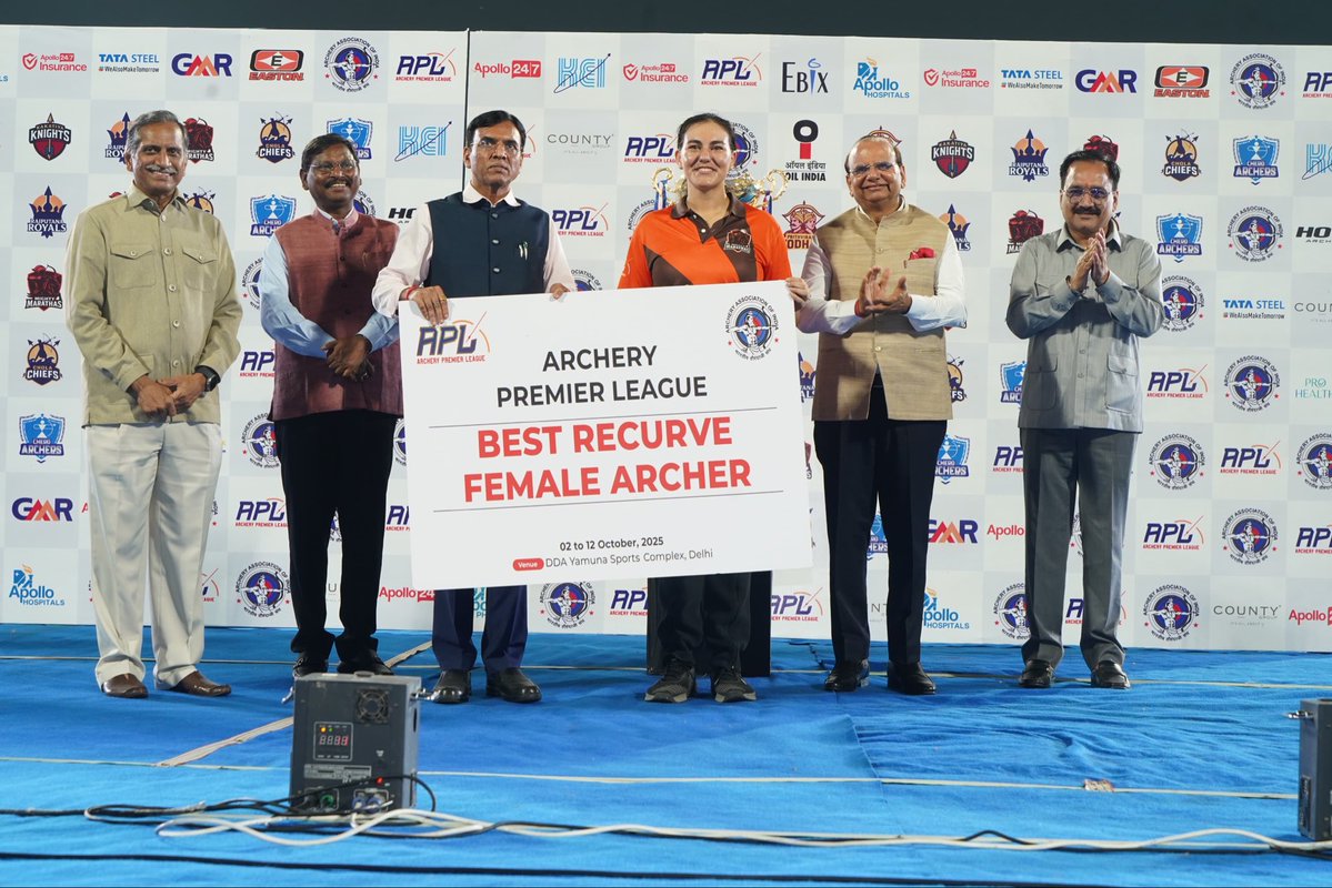 Virend_Sachdeva's tweet image. Day 10 of the Archery Premier League (APL) 2025 delivered another round of high-intensity matches and stellar marksmanship on the field. 🎯
Congratulations to today’s winners: Chero Archers (Jharkhand), Mighty Marathas (Maharashtra), and Chola Chiefs (Tamil Nadu).
The day was…