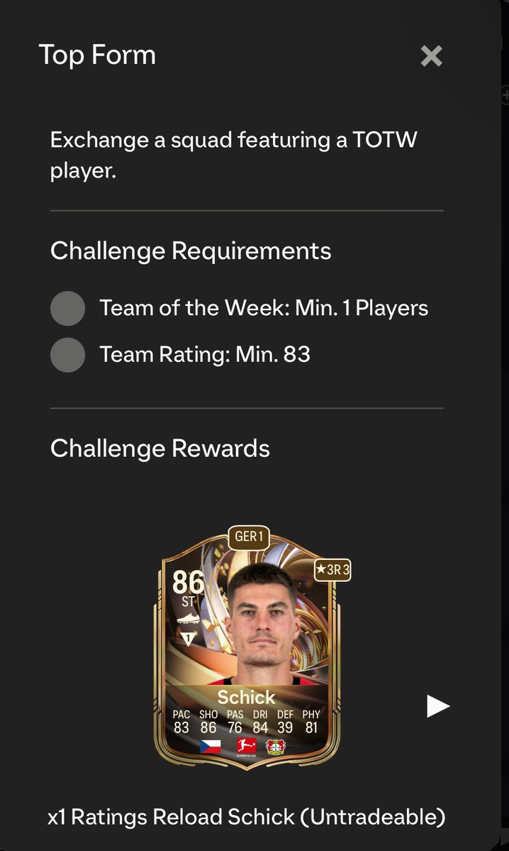 BPMnerd's tweet image. NEW RATINGS RELOAD DUO PICK ⚒️
✨Complete this and you will get:
85 rated Balayoko or 85 rated Semenyo✅
But…
💎 Completing 83 rated squad you will get:
86 rated Schick ✅