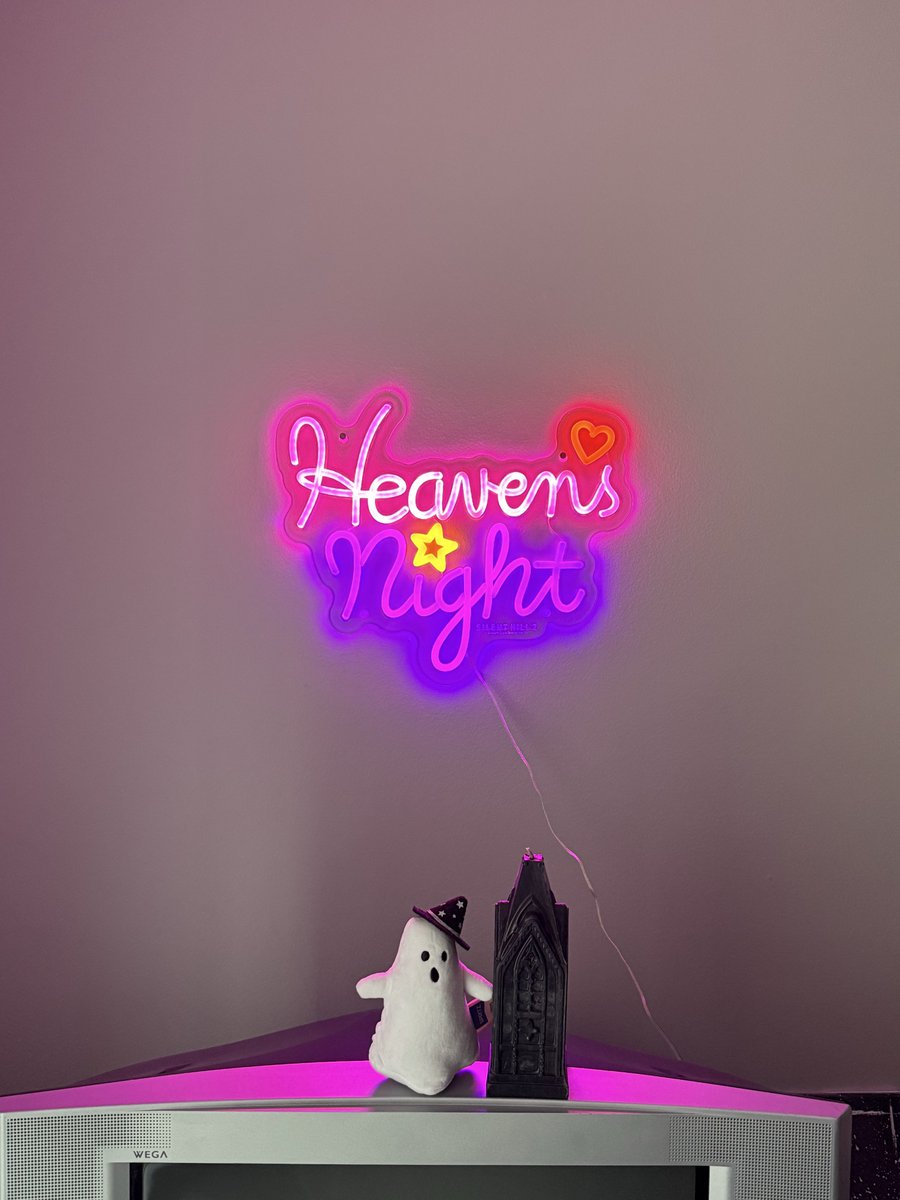 balefulspook's tweet photo. Excited to have finally received and hung up my Heaven’s Night sign! https://t.co/XGJAkKNAVp