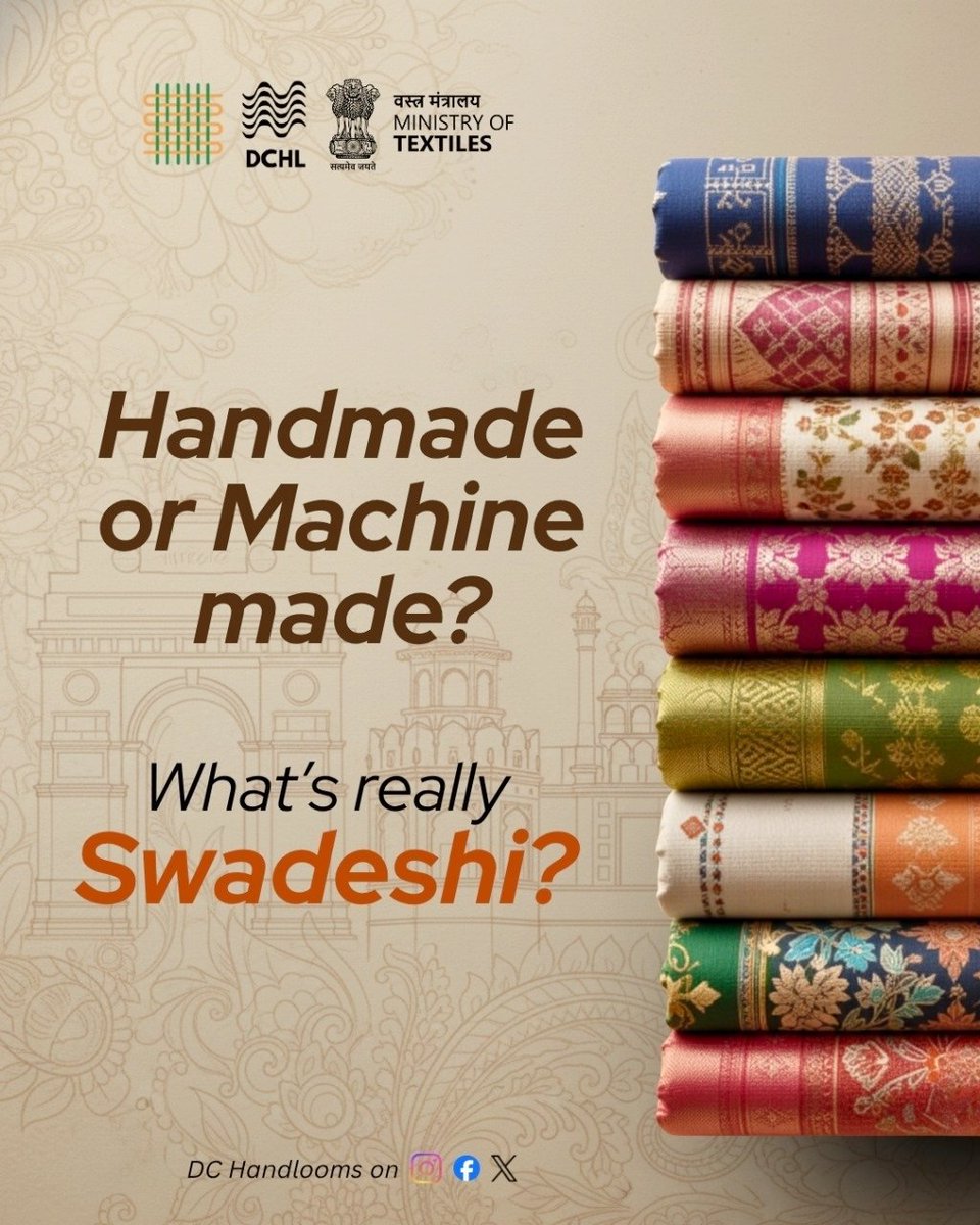 dchandlooms01's tweet image. Machines can make faster, but only hands can make truer. This festive season, wear what&apos;s Swadeshi! 🇮🇳

@texminindia 
#ministryoftextiles #dchandlooms #vocalforlocalindia #vocalforlocal #swadeshi #handmade #handwoven #handwoventextiles #textiles