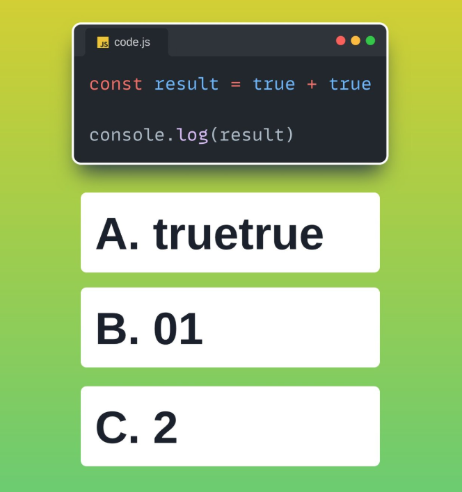 javascript_fan's tweet image. JavaScript Question/Quiz; What is the output of the following JavaScript code, and why? Comment your answers below!