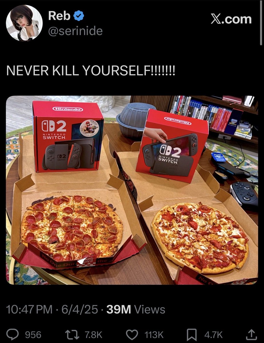 serinide's tweet image. bought a switch 2 and a pizza