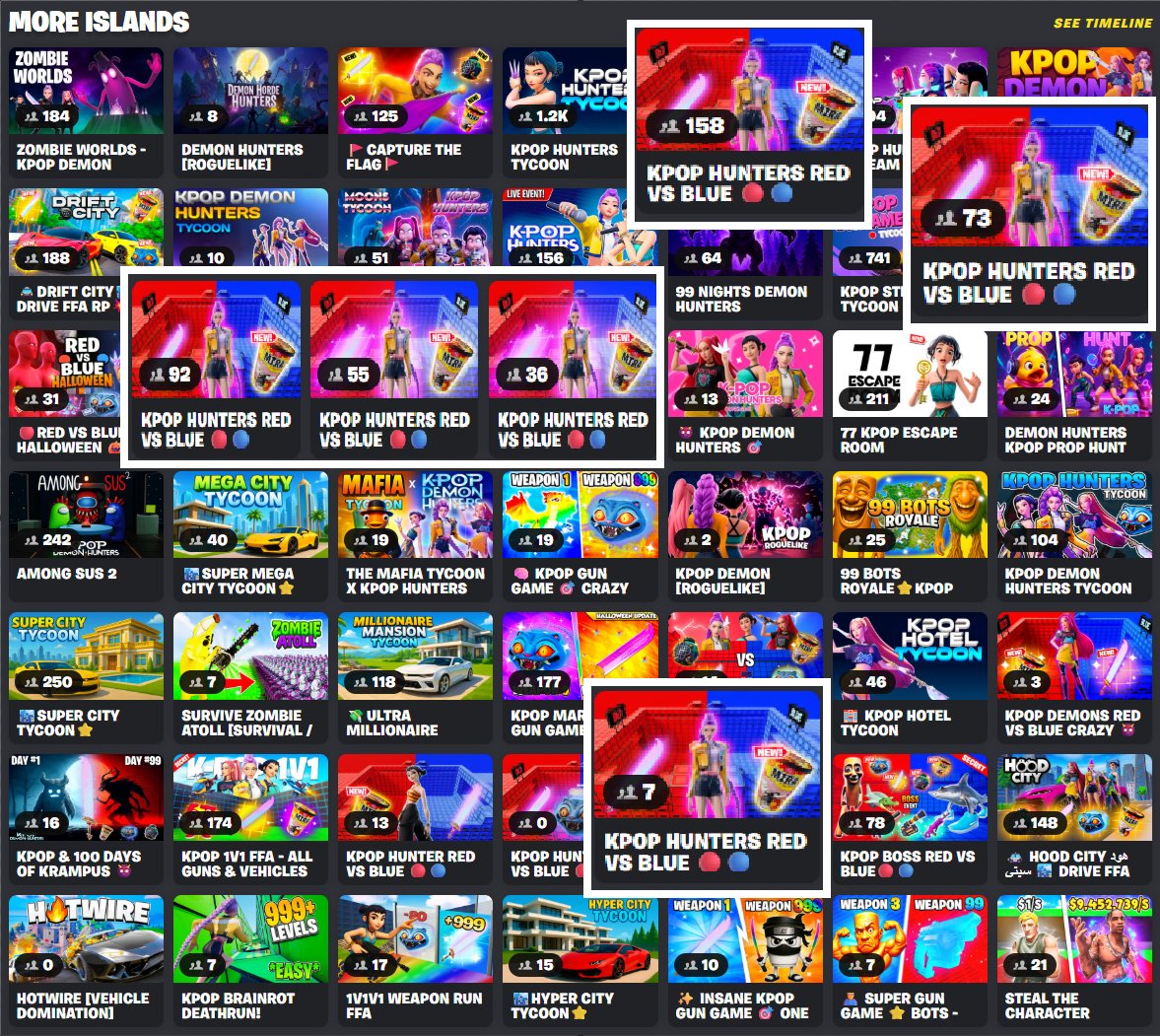 I see our friend is still consuming most of the Discover Collection... 6x copies of the 9x copy and paste games are in the More Islands tab in the KPDH Collection...