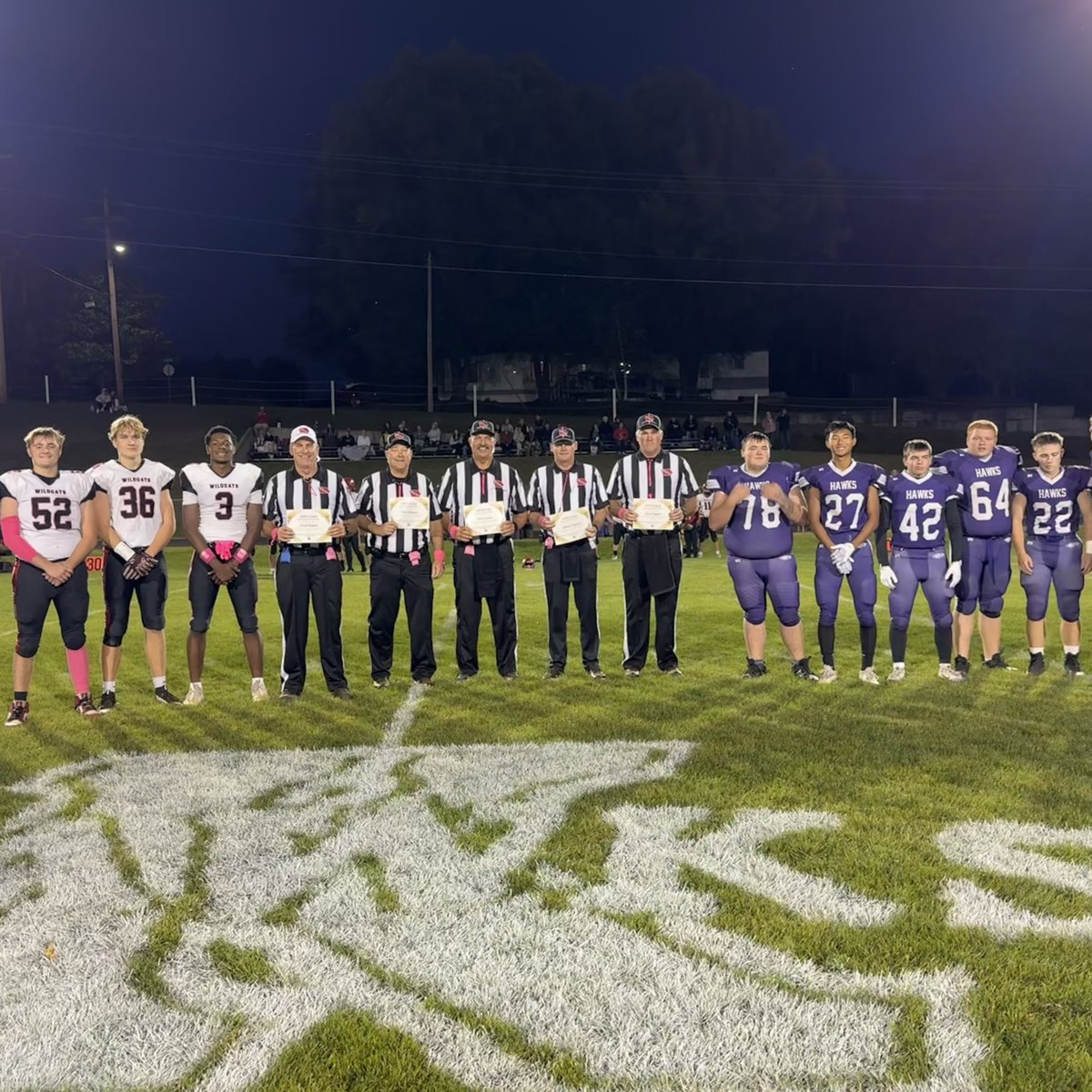 GoKeeHawks's tweet photo. The Kee Hawks picked up a big 52-36 win last night on Senior Night! Before the game, Kee and Central City came together for Iowa Officials Appreciation Week. Thank you to the officials who make every game possible. https://t.co/GeY02kR2zR