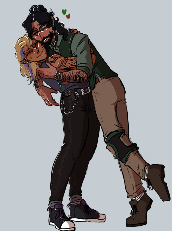 altxeity's tweet image. #zevranweek Day 7: AU/Free Day

Little CamZev modern AU sketch where Zev is a tattoo artist and Cam is his huge nerd boyfriend that works at a book store
I love them dearly
#zevranweek2025