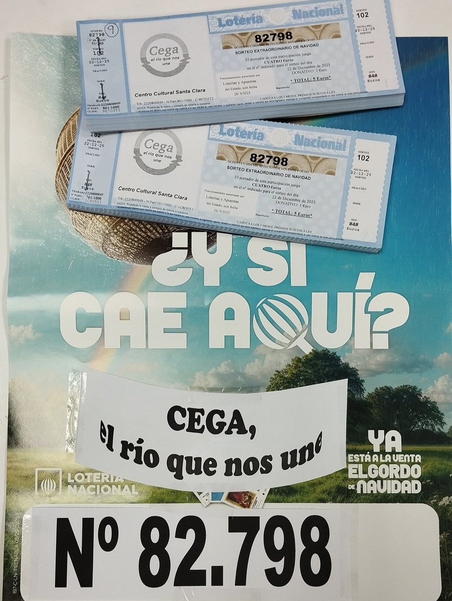 ⚠️Ya están disponibles las participaciones de lotería de navidad de la plataforma. Colabora en la defensa del río Cega‼️💧