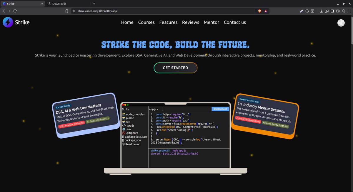 Chandan57268542's tweet image. Submitted my CSS Hackathon project!
It was challenging but full of learning. Big thanks to @rohit_negi9 (Rohit Bhaiya) for the opportunity! 🙏
Check it out: strike-coder-army-007.netlify.app
GitHub: github.com/developerck07-…

#STRIKEClone #HTMLCSSOnly #WebClone #CSSChallenge