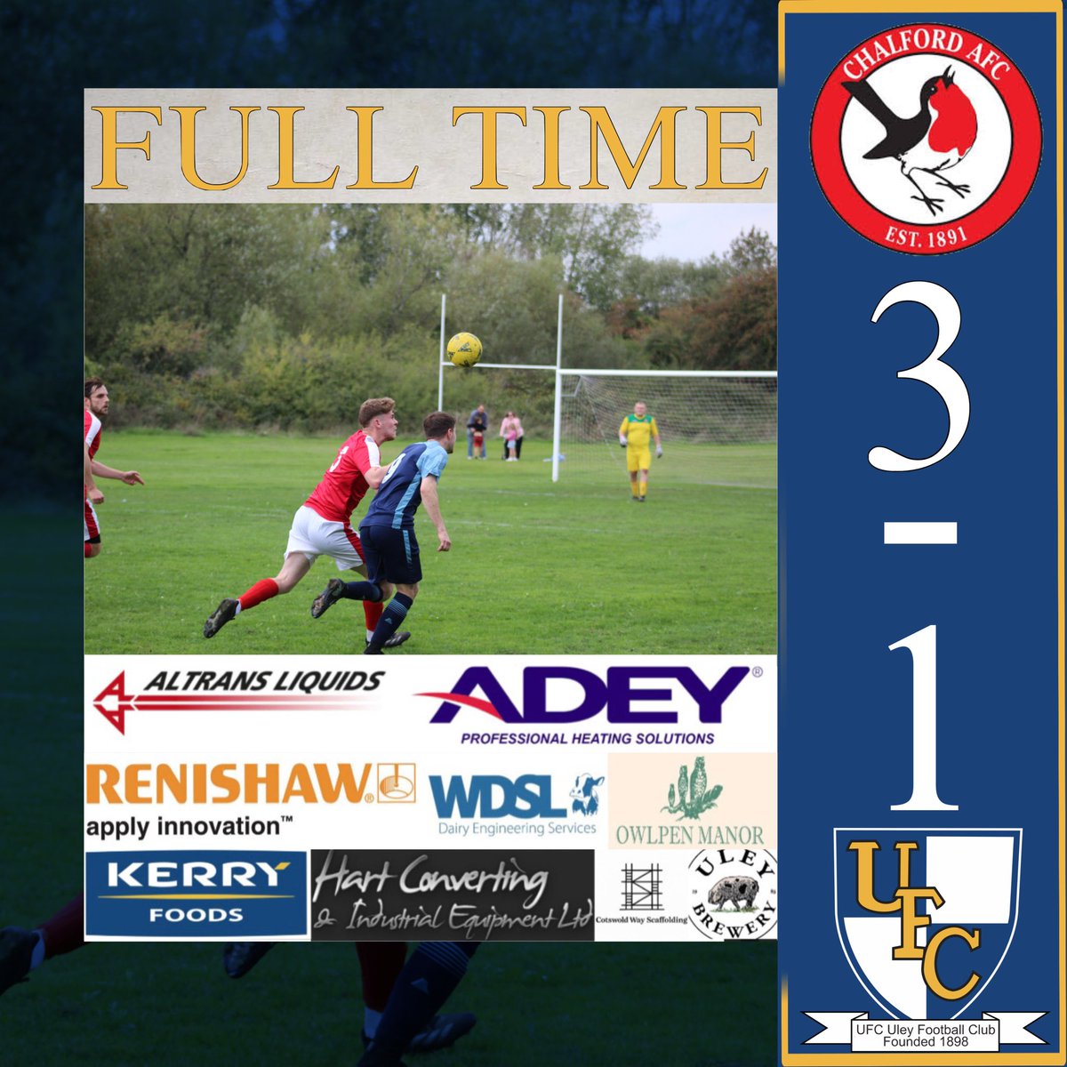 FULLTIME🎉

Uley Reserves lose 3-1 against Chalford 4ths away

MOTM- Lee Lyon

Goal scorers⚽️
Own goal x1

🔵UTU⚪️