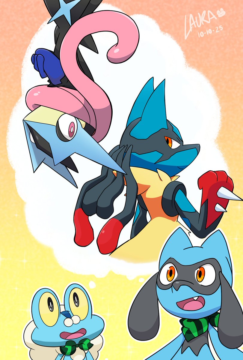 HEY ¡Lo terminé! (⁠つ⁠≧⁠▽⁠≦⁠)⁠つ
Shiro y Kento imaginando sus mega formas (⁠☆⁠▽⁠☆⁠)
Me propuse acabarlo por pausas y lo logré, ¡estoy feliz con el resultado! ✨
#pokemon  #Greninja #Lucario #Froakie #Riolu