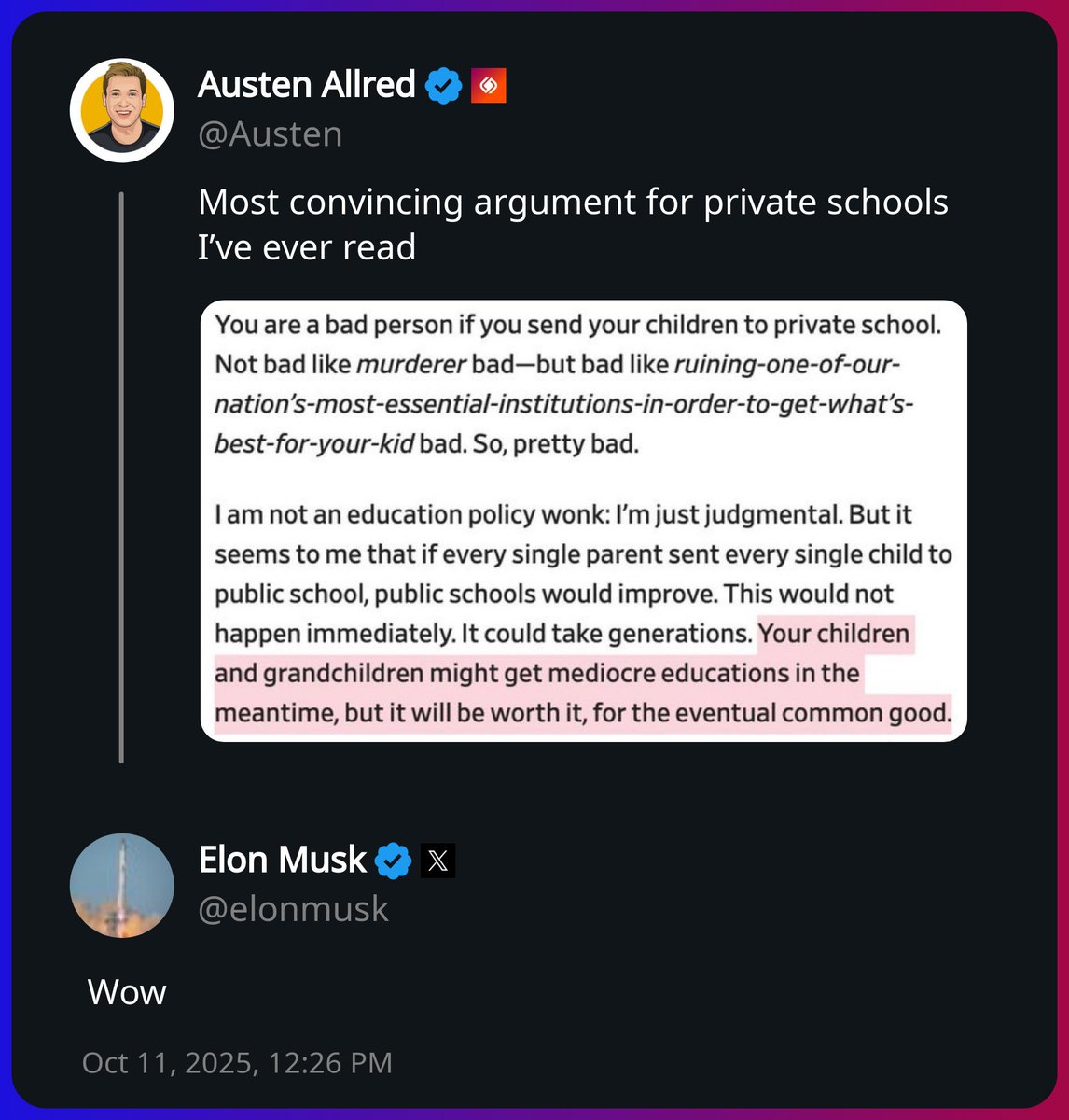 ElonAlertsX's tweet image. Elon Musk replied to Austen Allred x.com/elonmusk/statu…