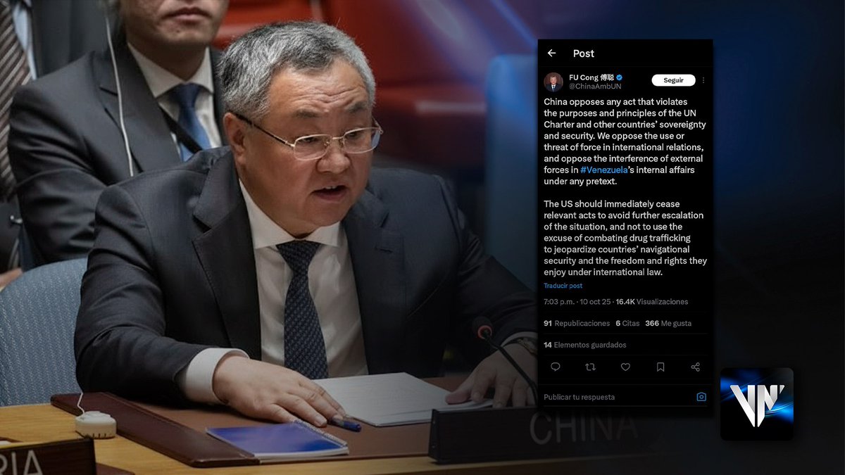 geminismg's tweet image. China exige respeto a la soberanía de Venezuela y pide a EEUU cesar inmediatamente las provocaciones en el Caribe

#11Oct
#ElPuebloNoSeDoblegara
#oriele 
 venezuela-news.com/china-exige-re… vía @AgenciaVNews