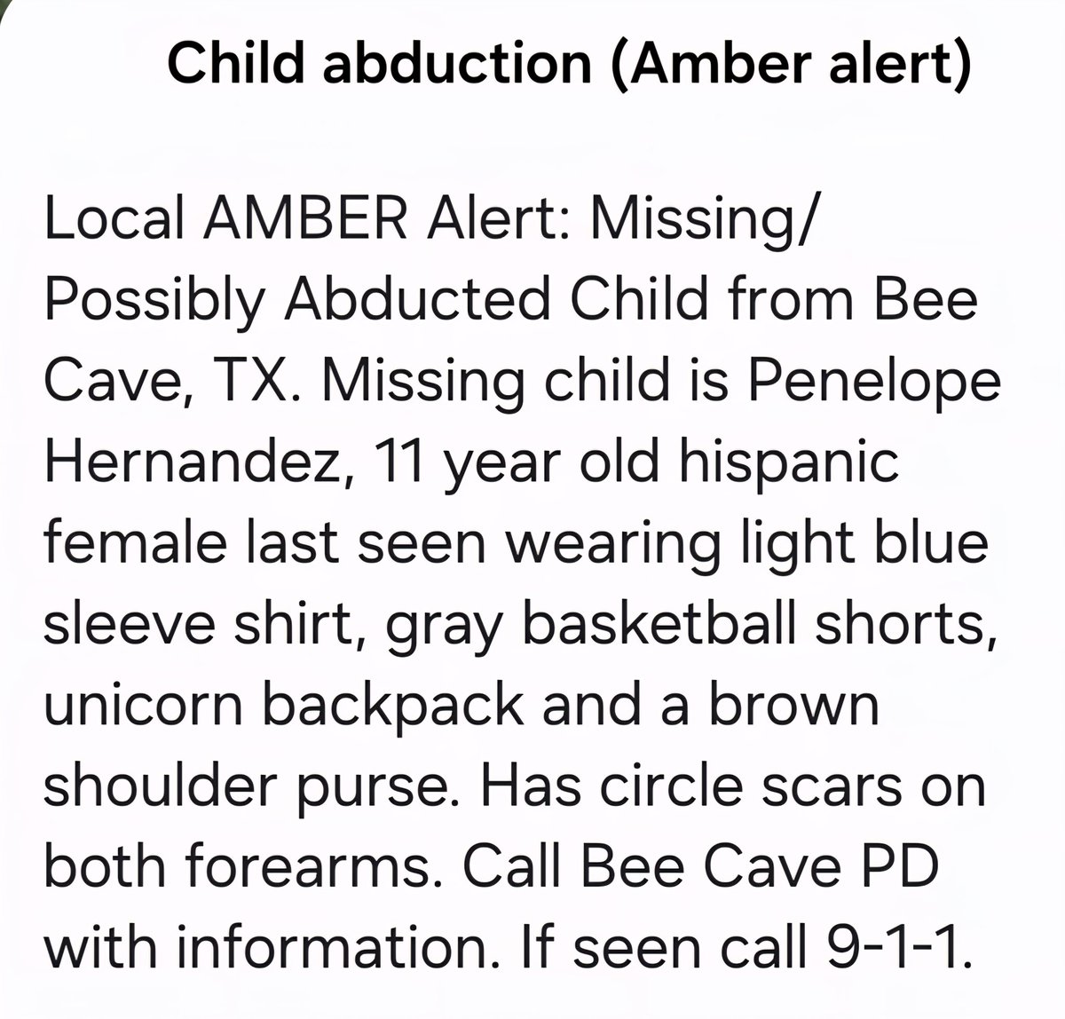 HollisMJP's tweet image. #AmberAlert #BeeCave #TX