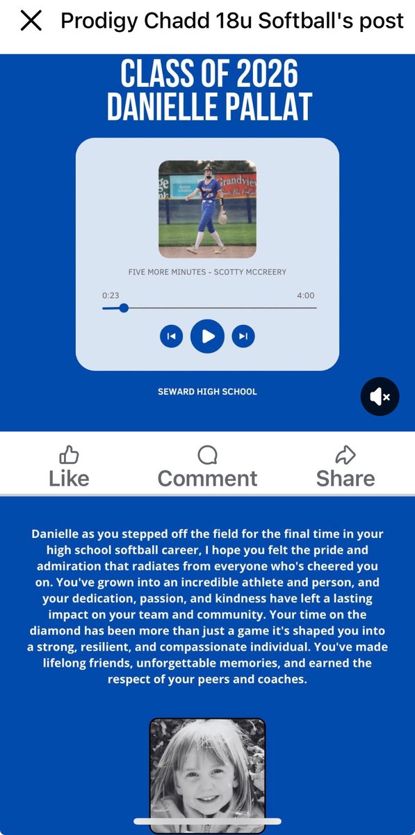 Everything she did the last 4 years with competitive summer ball, winter workouts and missing friends parties or not going out so she could get a good night sleep she did to try to be the best high school player she could be. So Proud 🥹 ❤️💪🥎
