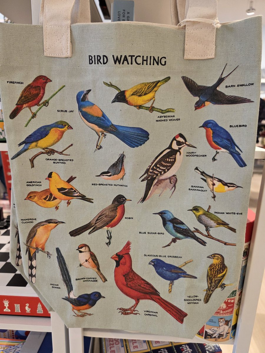 grnpointer's tweet image. Absolutely bonkers collection of birds on this tote
