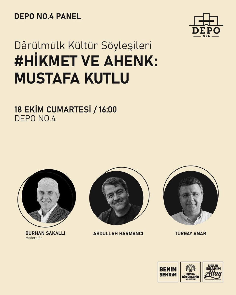 Hayatı, hikmeti ve ahengi kelimelerinde buluşturan Mustafa Kutlu’yu konuşuyoruz.
📖 Dârülmülk Kültür Söyleşileri
🎙️ Hikmet ve Ahenk: Mustafa Kutlu
Konuklar: Turgay Anar, Abdullah Harmancı
Moderatör: Burhan Sakallı
📅 18 Ekim 2025 Cumartesi
🕓 16.00 

#DârülmülkKültürSöyleşileri