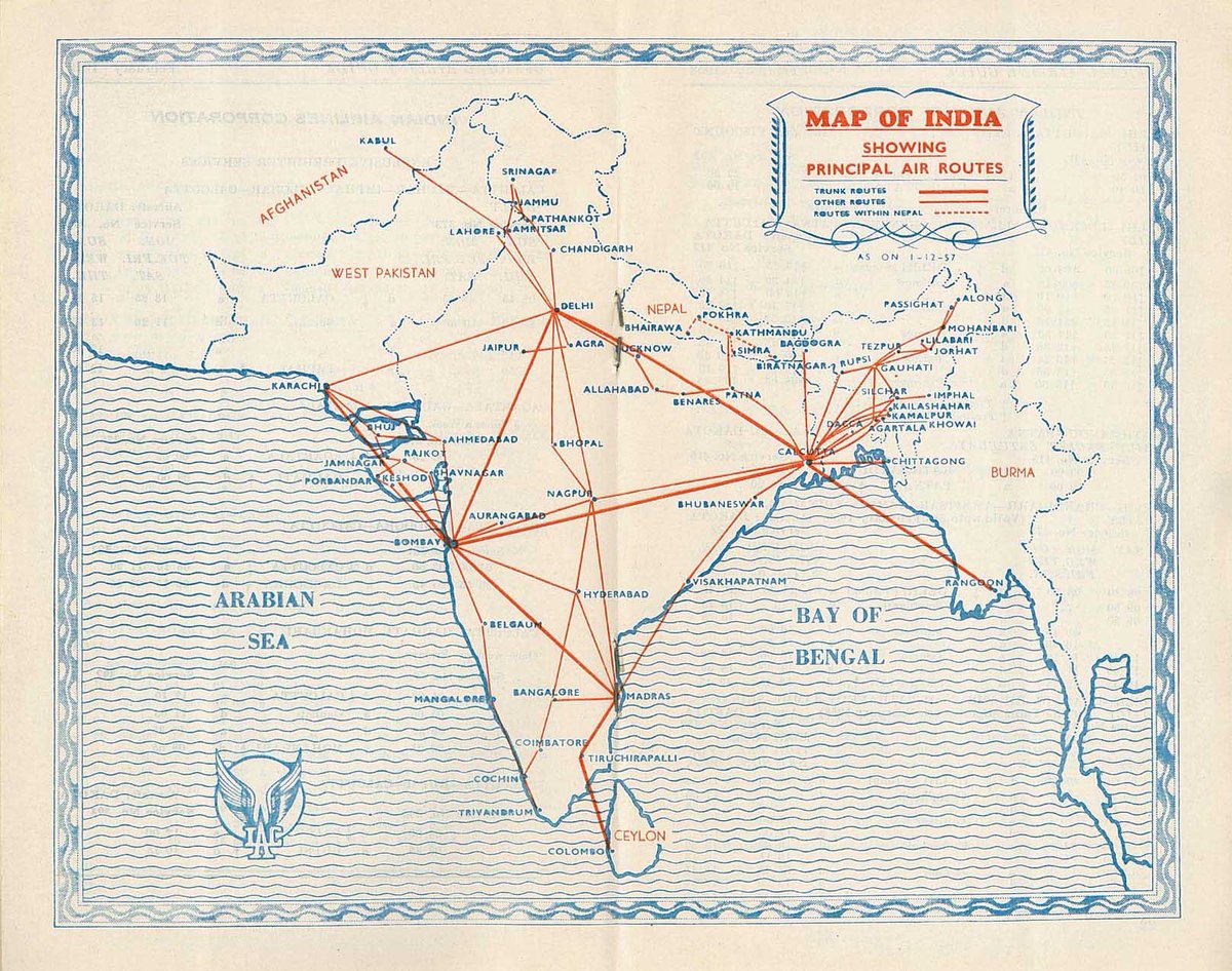 Stumbled upon a 1958 timetable of the erstwhile Government of India owned Indian Airlines, showing the Bombay - Aurangabad route. It instantly takes me back in time — what a beautiful era that must have been ! Old airline timetables like these truly give me goosebumps.
