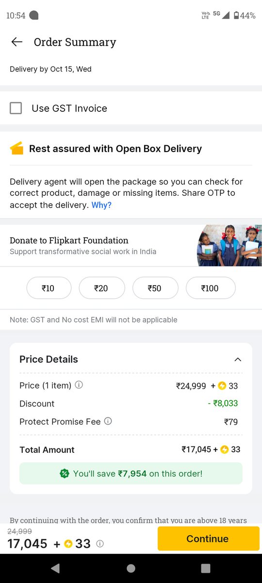 Deepankark4's tweet image. Hey @Flipkart, I noticed a price discrepancy while ordering the CMF Phone 2 Pro.
It showed ₹16,117 while adding to the cart, but during checkout, the price increased to ₹17,045.

Pls look into — it’s misleading &amp;amp; affects the purchase decision.
#Flipkart #PriceIssue
)