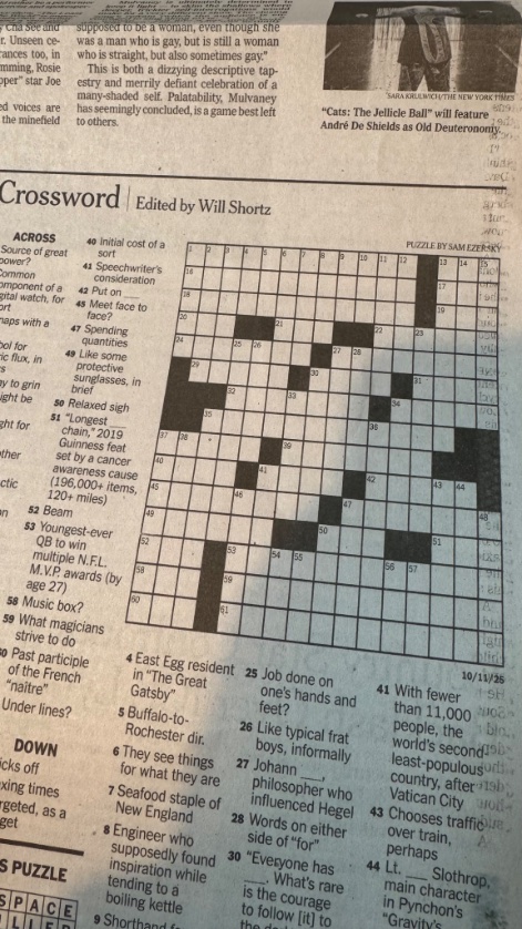 thegridkid's tweet photo. I wrote today’s @nytimes (TOUGH) Saturday crossword! Whole buncha 12s for ya to puzzle out, including 53-Across (can you tell I’m excited?)

Meanwhile, joined Joel &amp; Wyna to talk ~work stuff~ on today’s special episode of The Daily. Come for the secrets, stay for the camaraderie! https://t.co/OJ1h3K6LCk