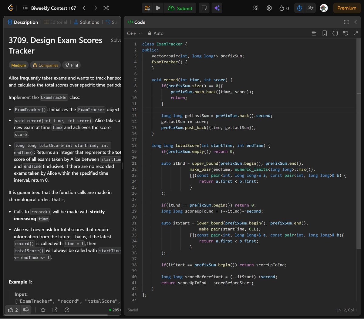 Vivek_05_12's tweet image. 📚 DSA
🏆 Participated in LeetCode Biweekly Contest 167
✅ Solved 4 problems — feeling great about the progress! 💪
#100DaysOfCode #DevLog #DSA #LeetCode #Contest #CodingJourney