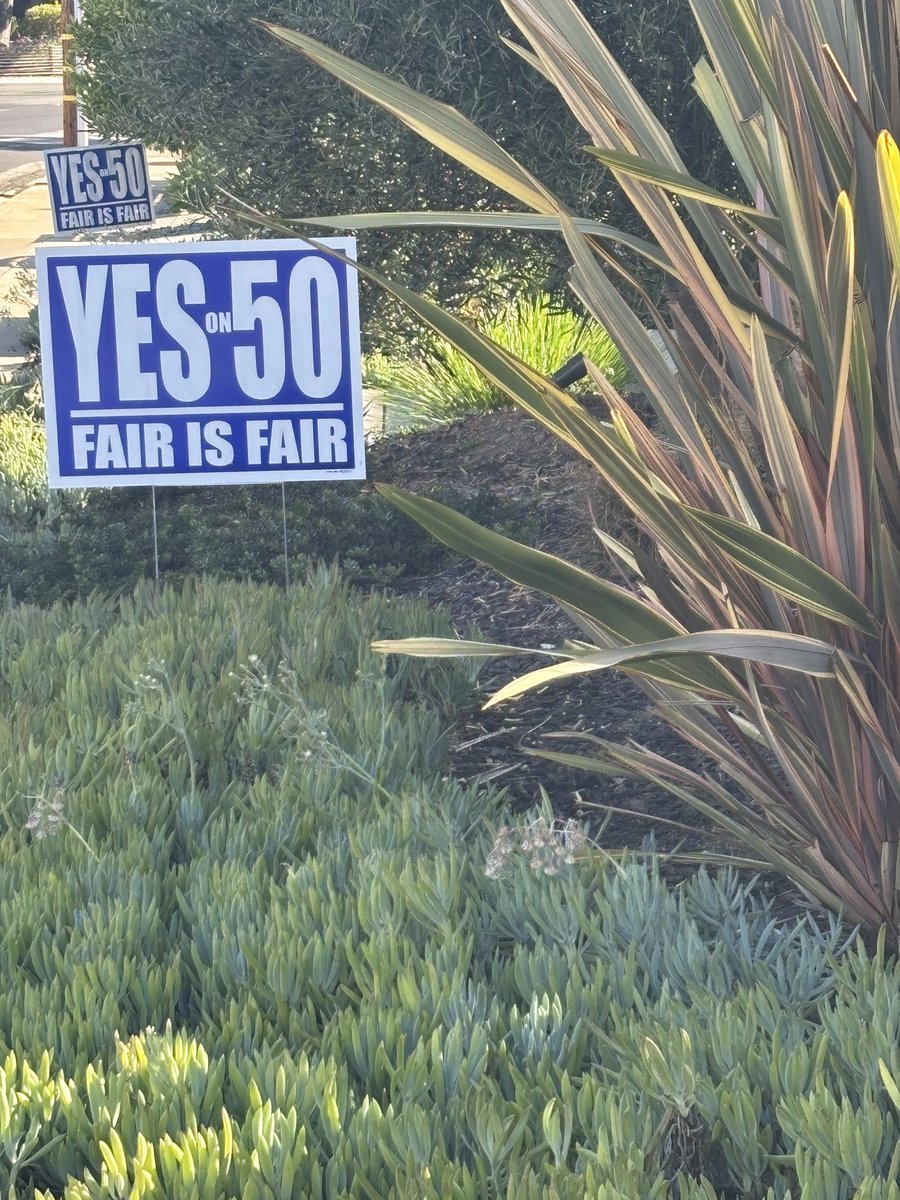 This sign has lost the plot.
If “Fair is Fair” means CA matching TX in gerrymandering, then fairness is based solely by mimicry. Justice loses its compass. Two wrongs don’t make a right no matter how neatly the maps are drawn. Can’t have it both ways &amp; keep the moral high ground.
