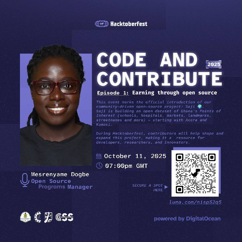 CodeContribute's tweet image. This evening at 7 PM GMT, we’re hosting @MesrenyameDogbe for an exciting session on “Earning Through Open Source: Opportunities and Paths.” 💡
You definitely don’t want to miss this!
Secure your spot now 👉 luma.com/n1sp52q5