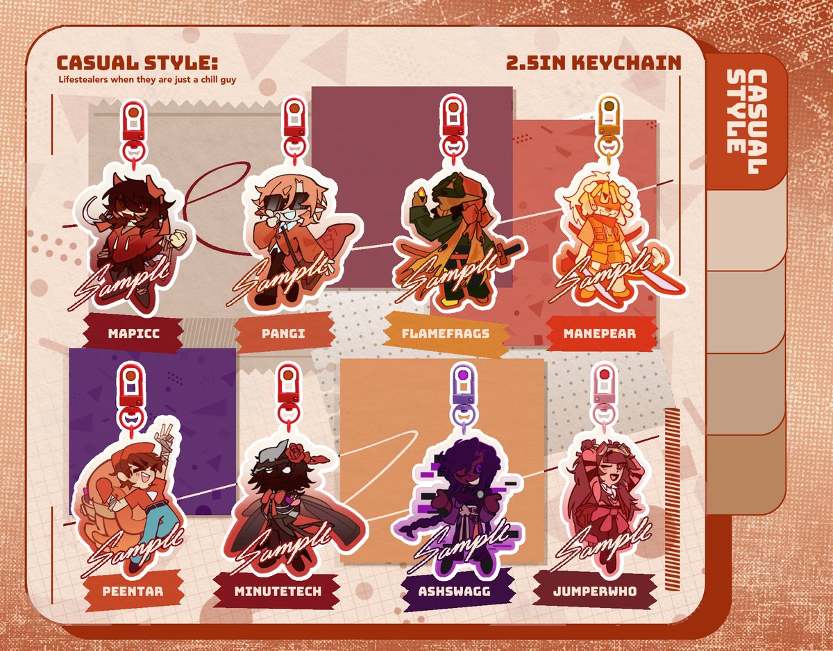 some lifesteal stickers and keychains catalogues || 🔗in replies!