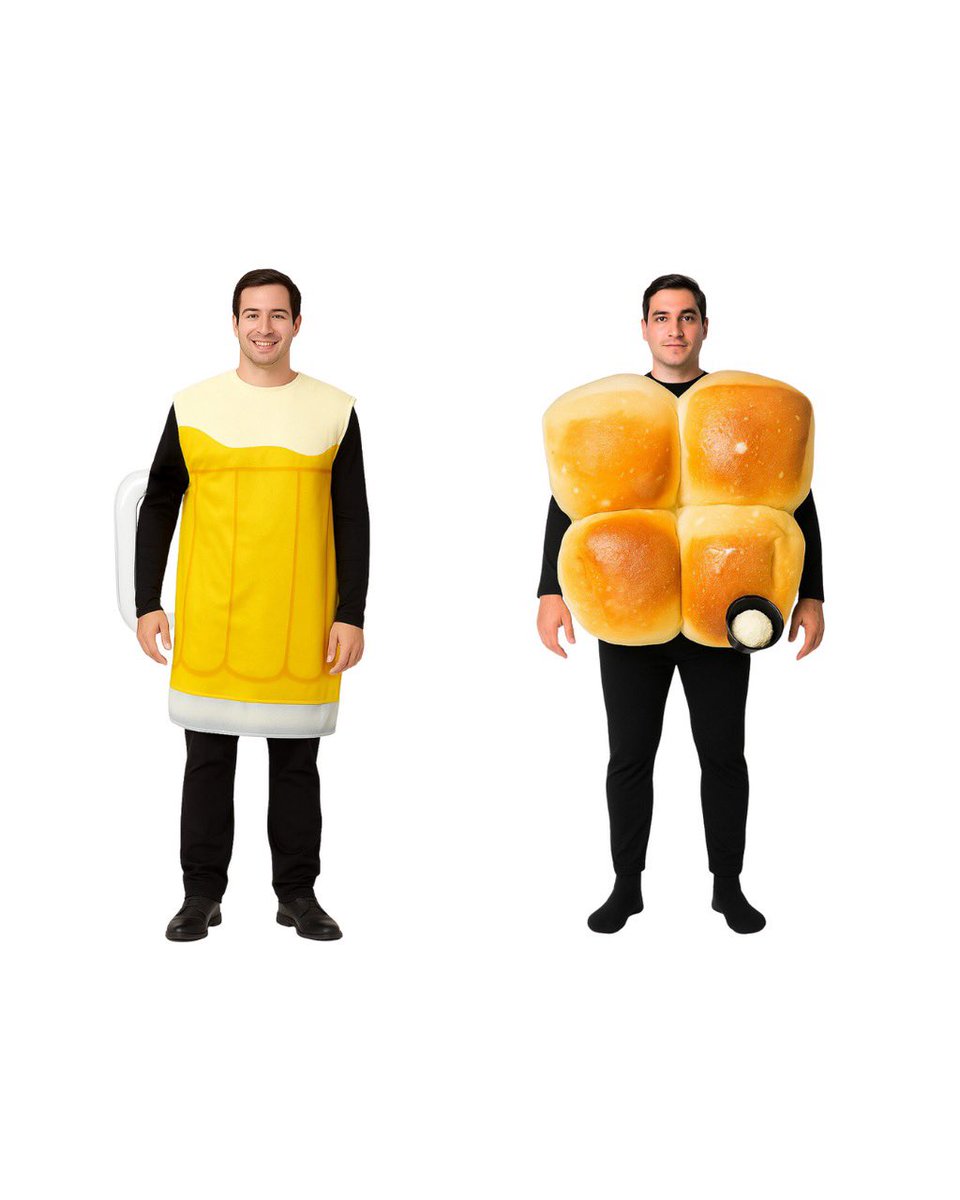 Trying to plan out Halloween costumes is hard like would I rather be a beer or a basket of rolls?