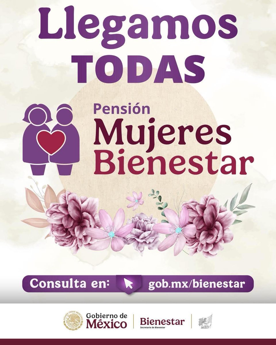 Nuestra presidenta Claudia Sheinbaum Pardo dijo que con ella llegaríamos todas a la Presidencia  y lo está cumpliendo.
La #PensiónMujeresBienestar es un reconocimiento a todas las mujeres mexicanas, por su esfuerzo, por cuidar a sus familias.
#LlegamosTodas