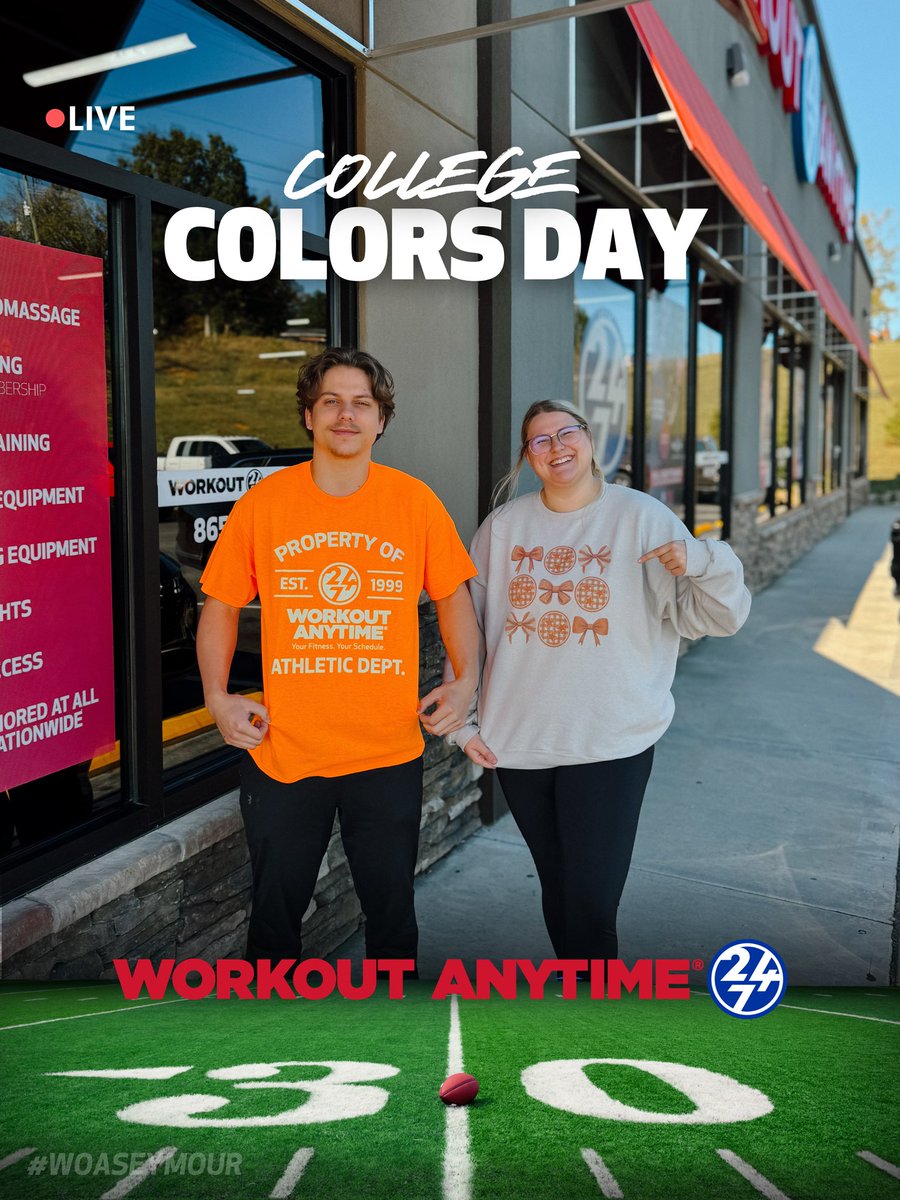 WOATSeymour's tweet photo. 🏈🔥 It’s GAME DAY, in Tennessee! 🔥🏈
Let’s celebrate by reppin’ our favorite college teams! 💪🏼🎉
Start this football season in style — every game day’s a WIN at Workout Anytime Seymour! 🏋️♀️💥
Who ya rootin’ for? 👀👇🏼
#woaseymour #workoutanytime https://t.co/2448yNiSgz