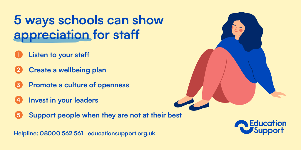 It’s #WorldTeachersDay tomorrow! 

Show your appreciation by helping to create a culture where staff feel seen, supported and valued. 

Here are 5 practical ways schools can show appreciation in ways that truly support staff wellbeing.