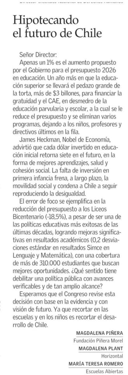 Es esencial fortalecer la educación parvularia y básica para construir futuro. 

Es urgente dejar de destruirlas