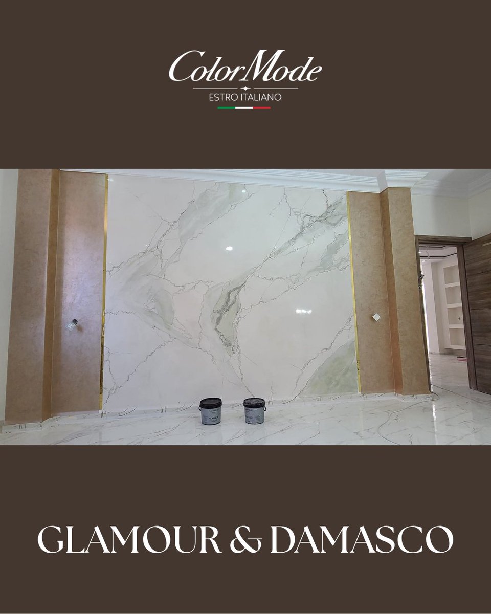 color_mode16's tweet image. 🎨 طلاء DAMASCO &amp;amp; GLAMOUR من COLOR MODE 
💎 لمسة فخامة إيطالية على جدرانك !  

✅️ مظهر راق و فاخر  
✅️ جودة إيطالية عالية 
✅️ تطبيق سهل ولمسة فنية مذهلة

#colormode #glamour #damasco #gamme #peinture #grossiste #جملة #renovation #amenagement #algeria #decoration #home