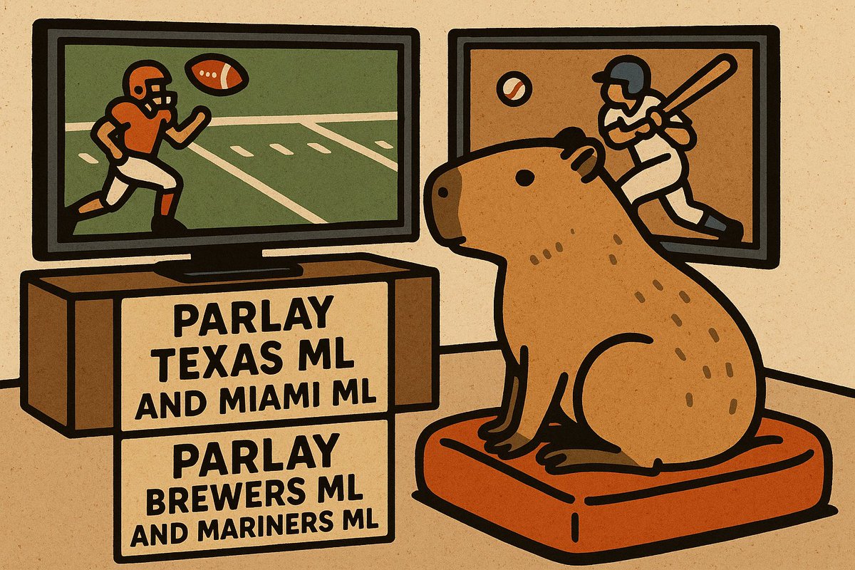 CappaSignals's tweet photo. Good Morning Fam, yesterday we took a off day for gambling as the slate was very mid.

Today we have College football, MLB, and UFC fights later tonight.

Parlay 1: Texas ML and Miami ML 
Parlay 2: Brewers ML and Mariners ML 

Lets have a killer day and end this weekend strong https://t.co/Vf5yjRtwCv