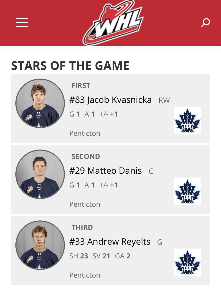 🔥 University of Minnesota commit Jacob Kvasnicka named 1st Star last night with a goal and an assist for Penticton.
🥅 UMD commit AJ Reyelts of Proctor earned 3rd Star honors.