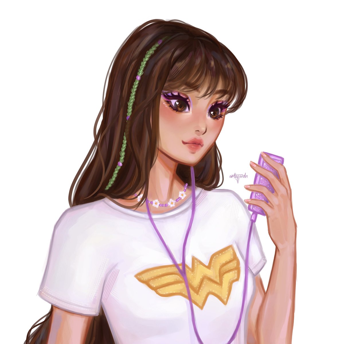 “Do you seriously need this many CDs?” 
I snatch the CD from Steven’s hands before he can smudge the cover. “Yes. I need this many. Don’t insult the Queen.”
“Queen?”
“Christina Aguilera,” I say, clutching the CD to my chest. “My queen. My idol.”

Nova Marshall by artbyjordn 💫