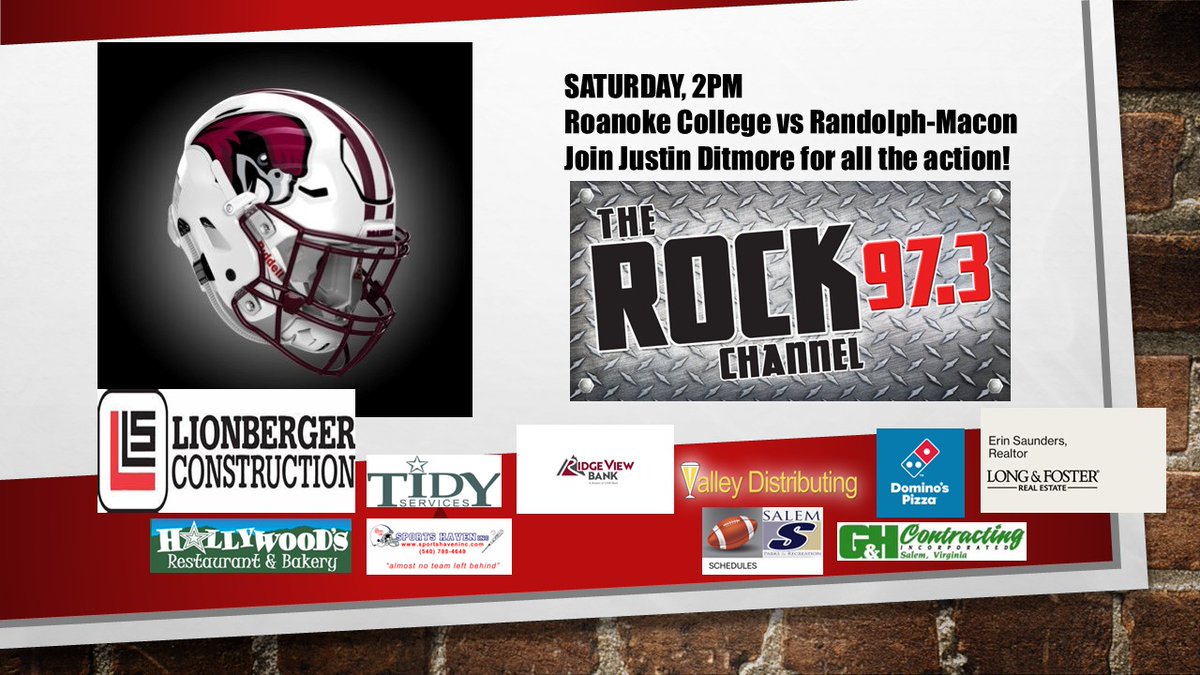 Check us out today, big ODAC showdown between Roanoke and Randolph-Macon.  Chuck Baker, along with coaching legend Phil Elmassian will join me for the broadcast.  Listen on the radio, on your computer or on the app. It's RC on the RC!