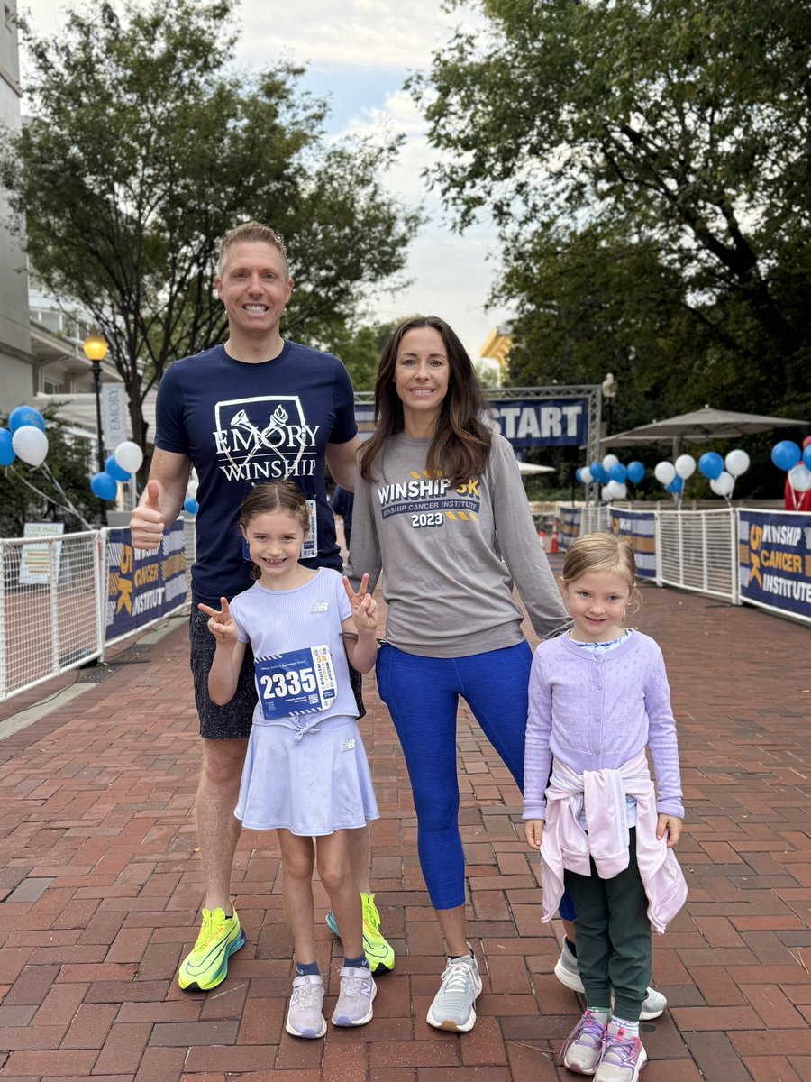 Rxhaums's tweet photo. This year’s @WinshipAtEmory 5k was special. I set aside my time goals to run beside my daughter for her first 5K. She said she wanted to run for “everyone living with cancer that Dad helps.” Moments like that remind me why we run for hope, resilience &amp; a cure. https://t.co/l50cfGIHl0